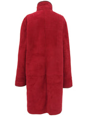 ムートンスタンドカラーコート レッド
