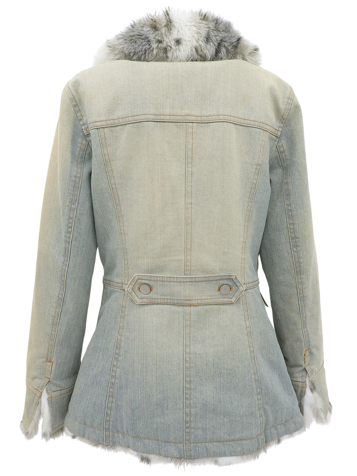 Fur denim jacket in light blue/beige