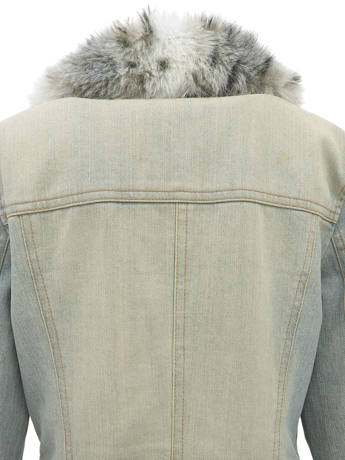 Fur denim jacket in light blue/beige