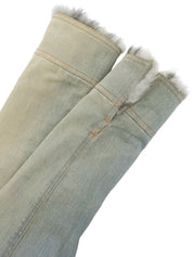 Fur denim jacket in light blue/beige