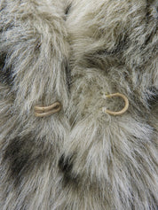 Fur denim jacket in light blue/beige