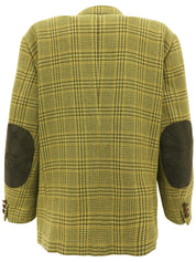 チェックパターンロゴボタンジャケット カーキ