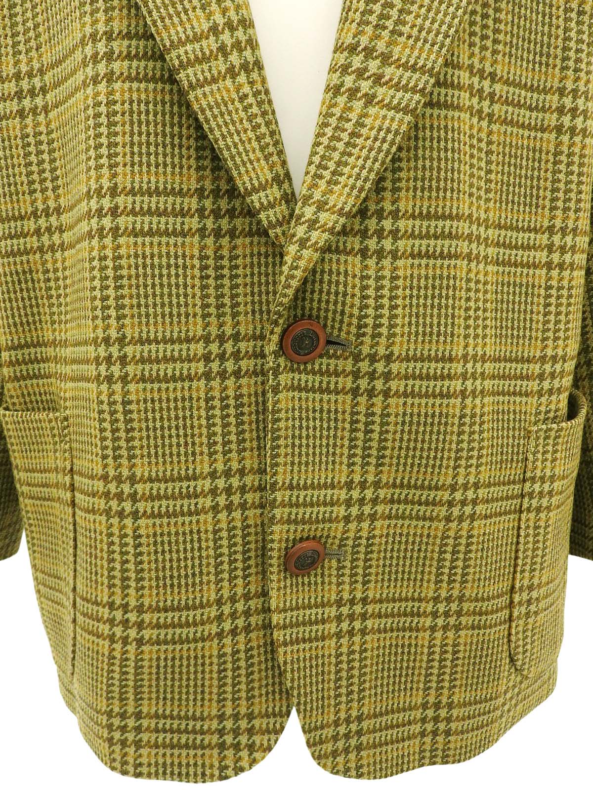 卡其色格纹Logo纽扣夹克