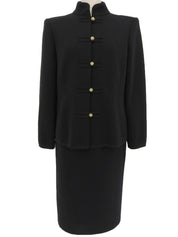 チャイナボタンニットセットアップ ブラック