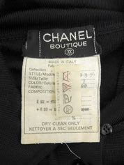 CCマークボタン長袖プリーツワンピース ブラック