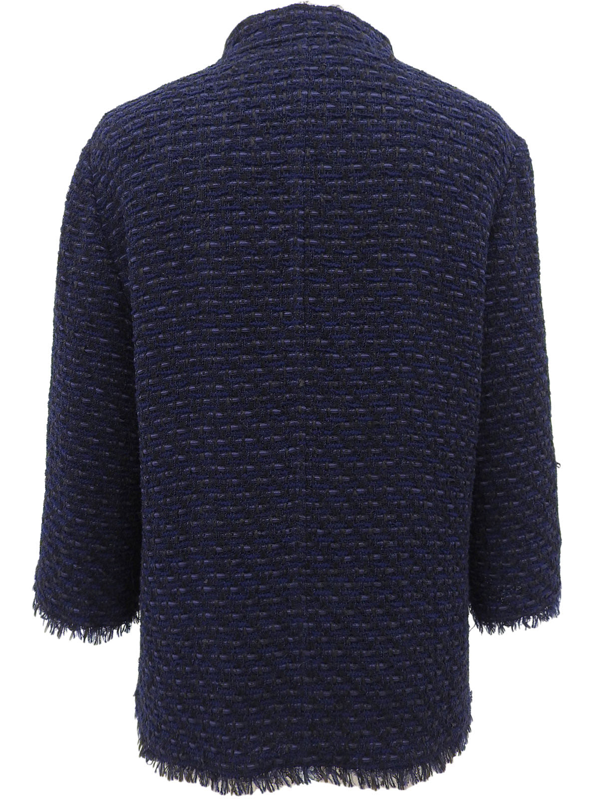 2006年製 ツイードCCマークボタンスタンドカラー七分袖ジャケット ネイビー/ブラック