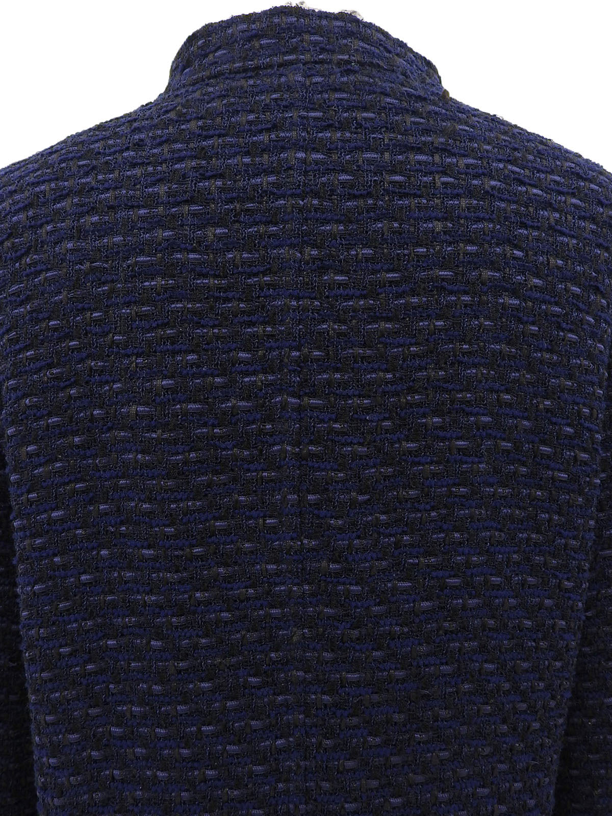 2006年製 ツイードCCマークボタンスタンドカラー七分袖ジャケット ネイビー/ブラック