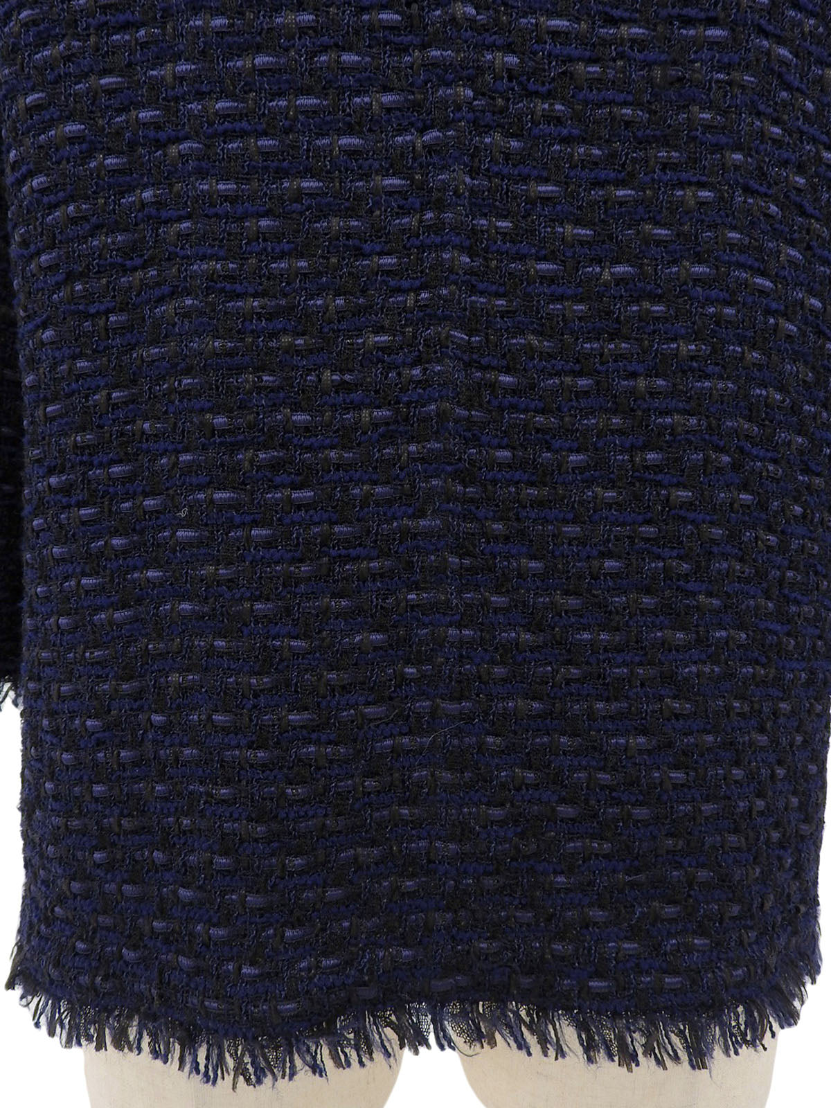 2006年製 ツイードCCマークボタンスタンドカラー七分袖ジャケット ネイビー/ブラック