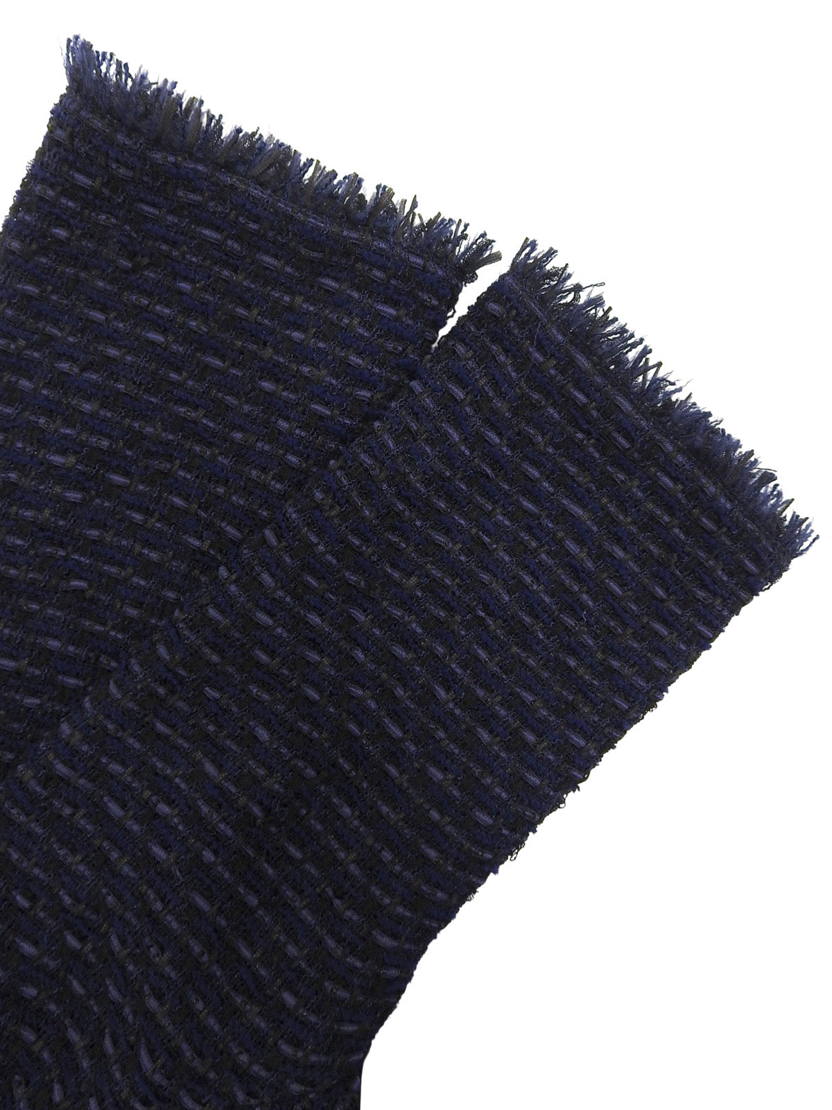 2006年製 ツイードCCマークボタンスタンドカラー七分袖ジャケット ネイビー/ブラック