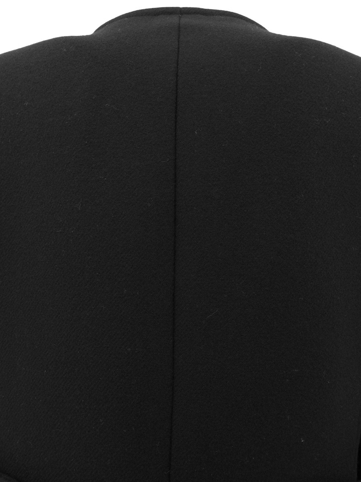 Embroidered collarless coat in black