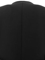 Embroidered collarless coat in black