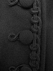 Embroidered collarless coat in black