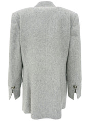 Grey wool logo button double-breasted jacket