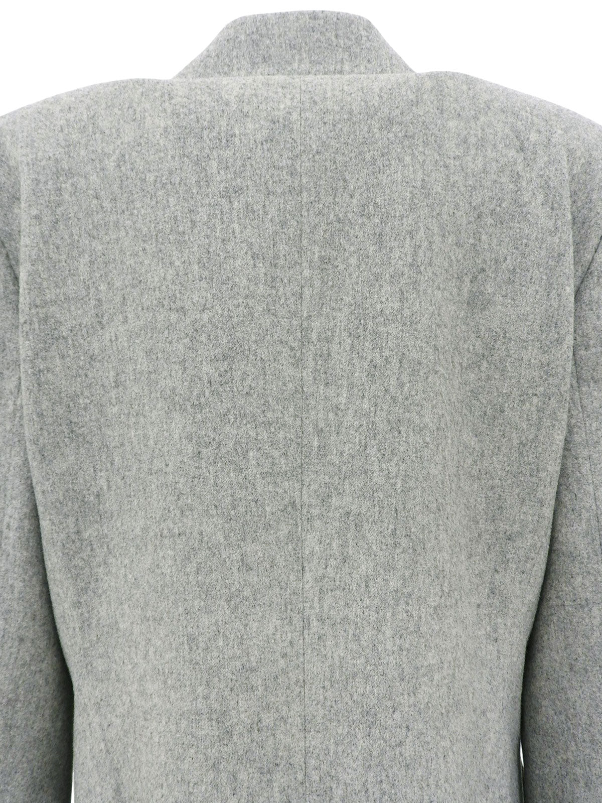 Grey wool logo button double-breasted jacket