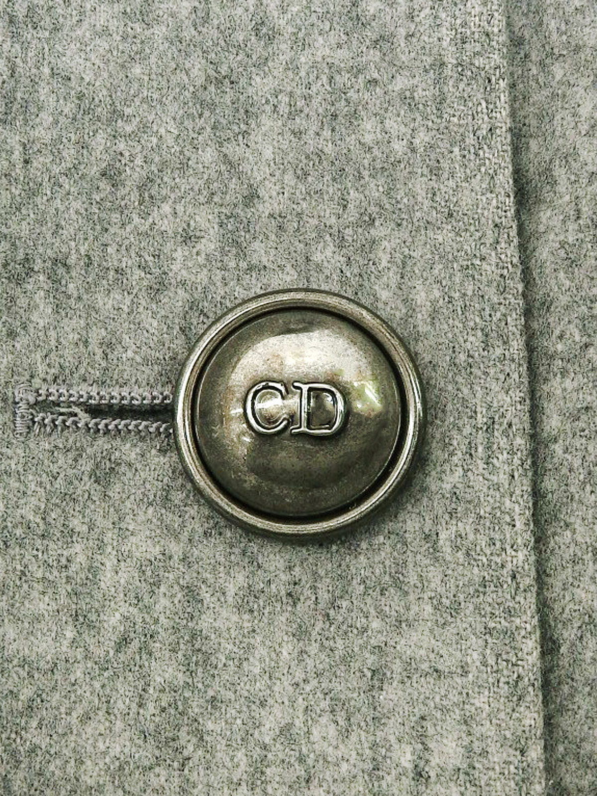 Grey wool logo button double-breasted jacket