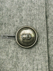 Grey wool logo button double-breasted jacket