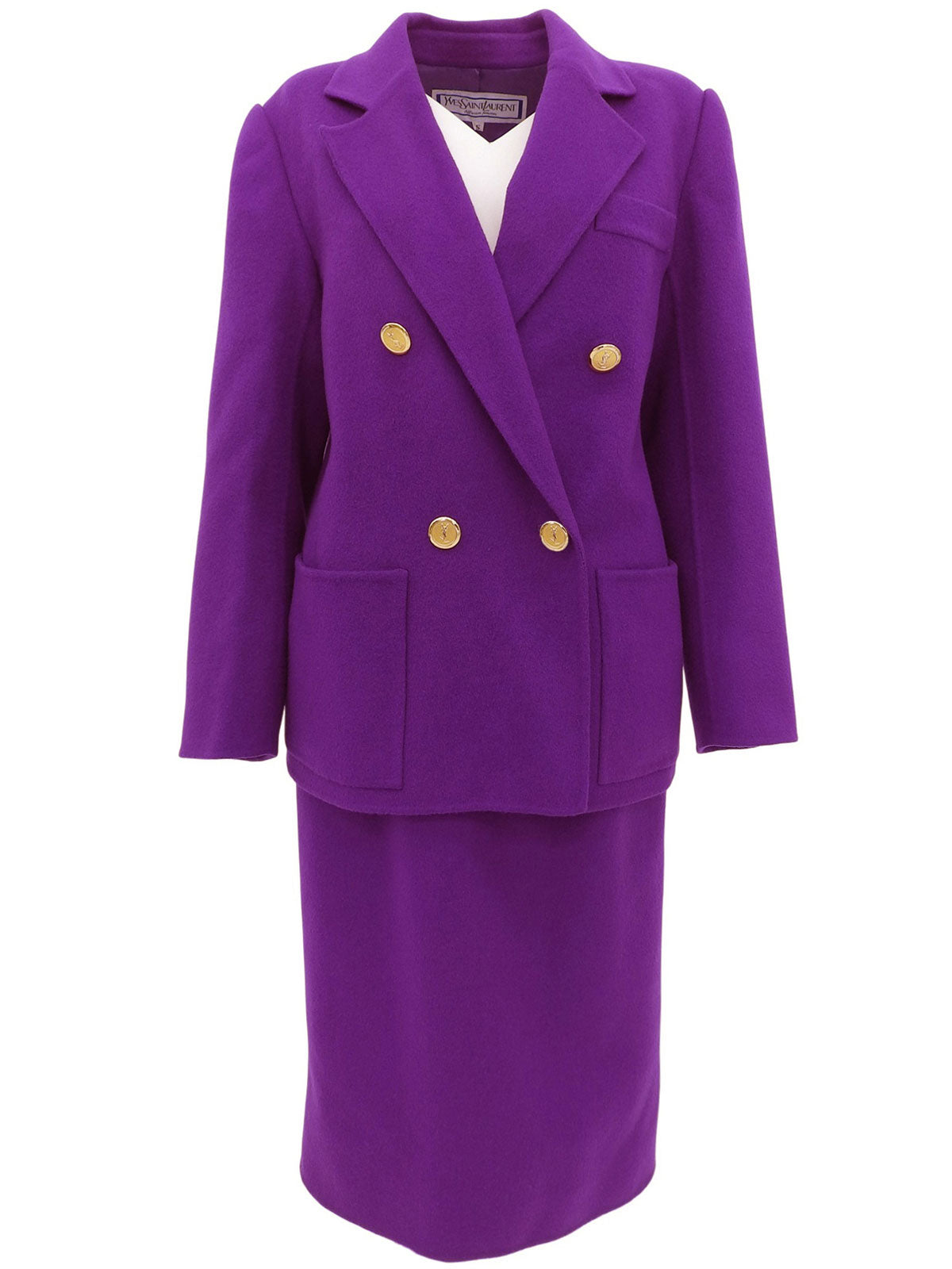 Purple wool logo button double-breasted set