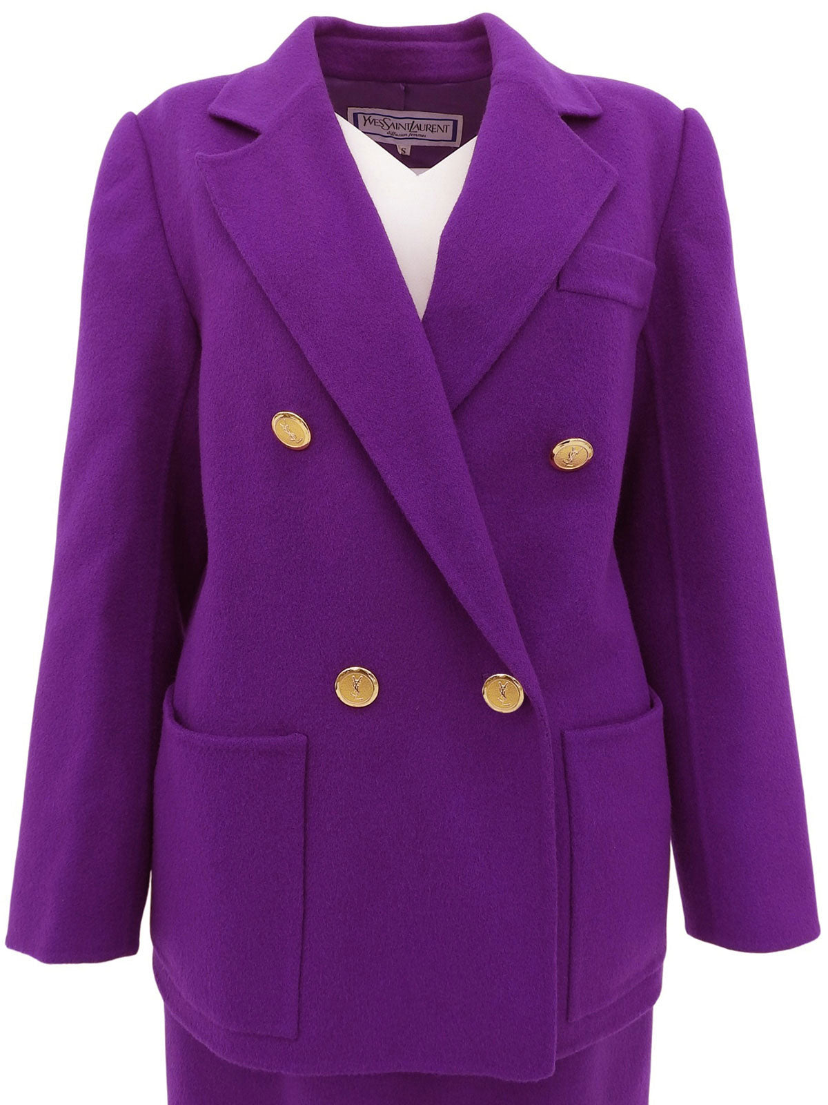 Purple wool logo button double-breasted set