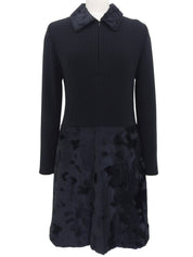 ニットファーコンビワンピース ブラック