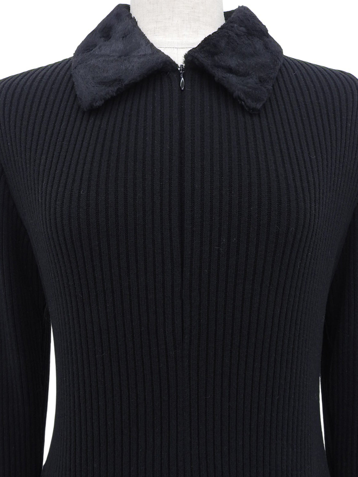 ニットファーコンビワンピース ブラック