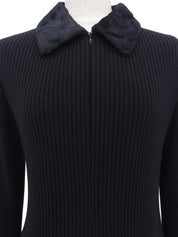 ニットファーコンビワンピース ブラック