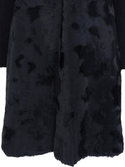 ニットファーコンビワンピース ブラック