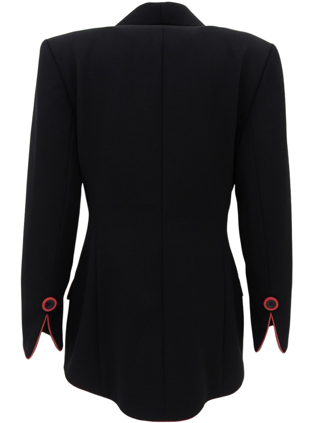 バイカラートリムデザインダブルブレストジャケット ブラック/レッド