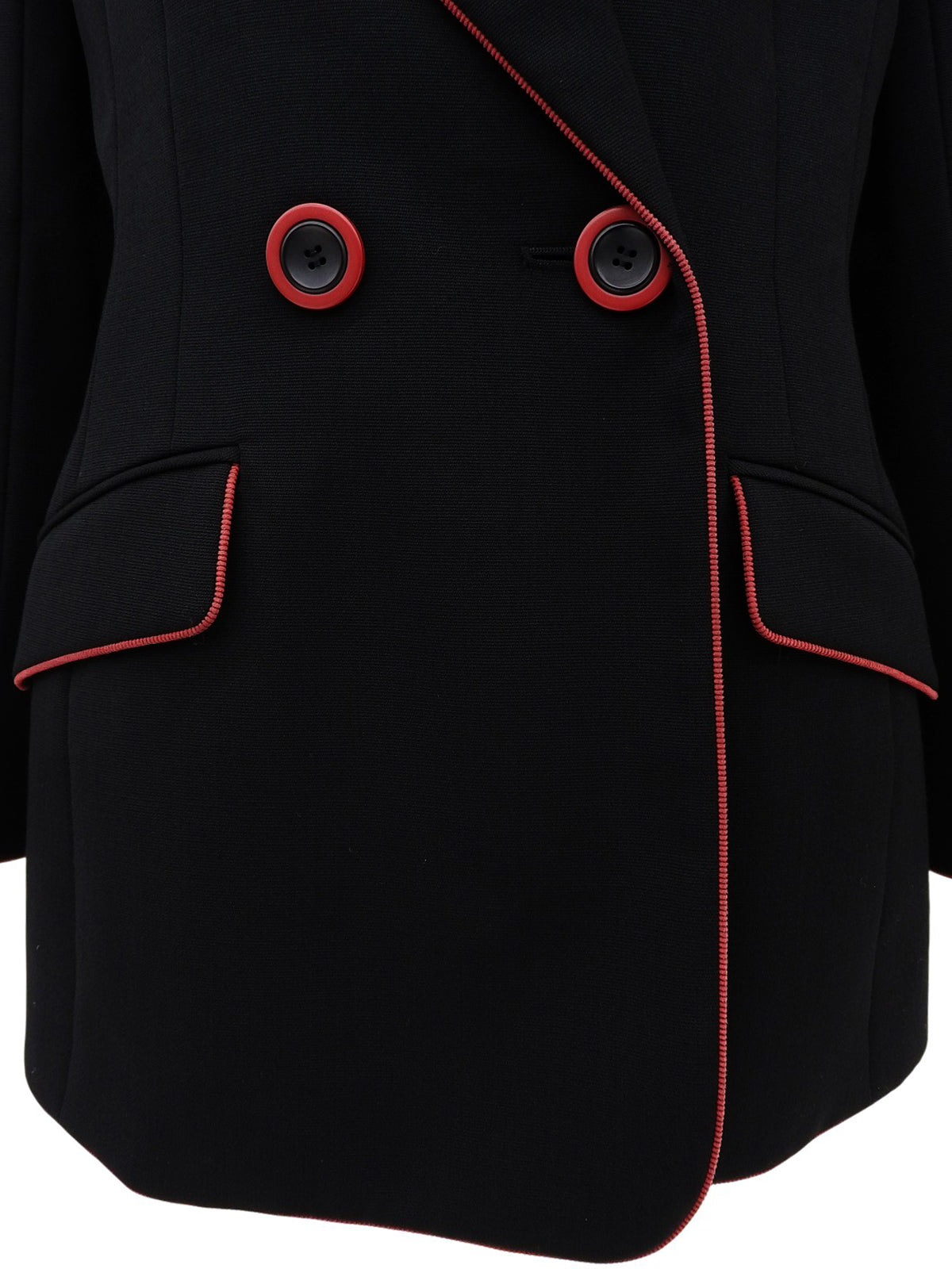 バイカラートリムデザインダブルブレストジャケット ブラック/レッド