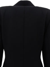 バイカラートリムデザインダブルブレストジャケット ブラック/レッド