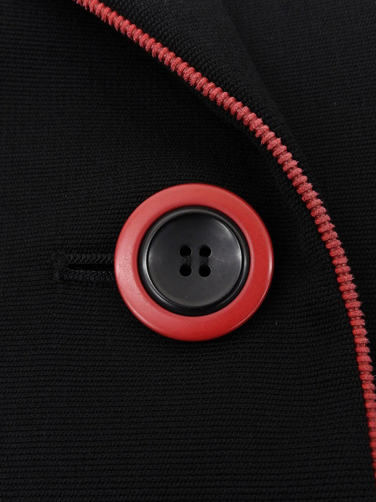 バイカラートリムデザインダブルブレストジャケット ブラック/レッド