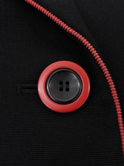 バイカラートリムデザインダブルブレストジャケット ブラック/レッド