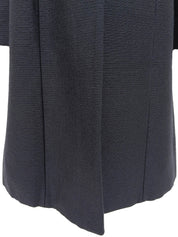 メタリックレザーカラーロングコート ネイビー/ブラック