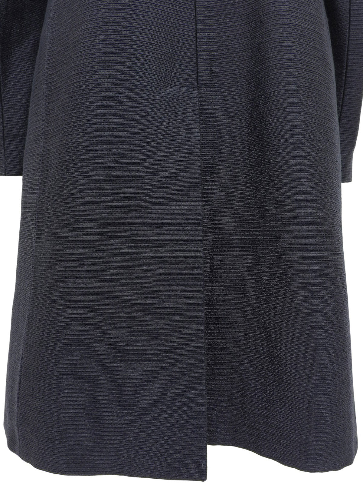 メタリックレザーカラーロングコート ネイビー/ブラック