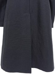 メタリックレザーカラーロングコート ネイビー/ブラック