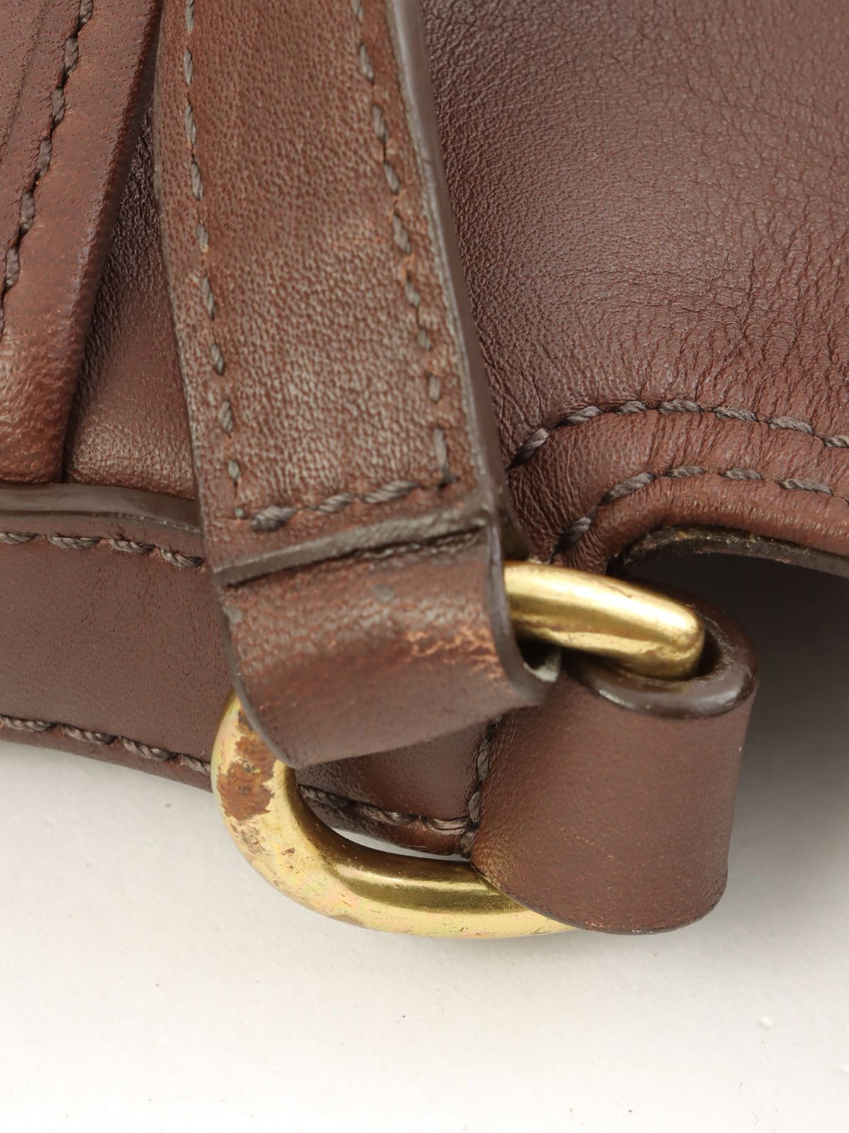 Logo Charm Shoulder Bag Brown