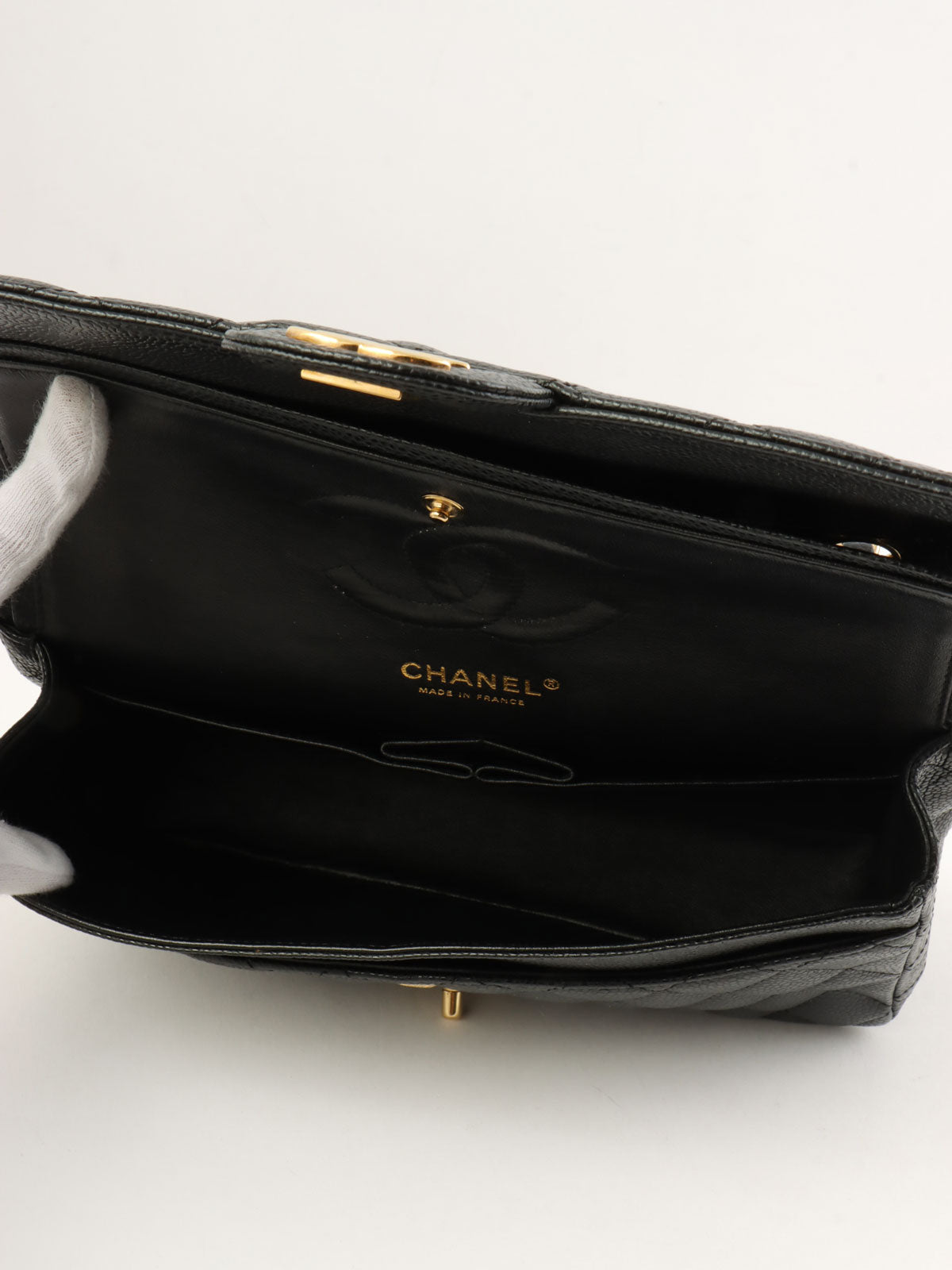 2010 Caviar Skin Classic Flap Chain Bag 25cm Black