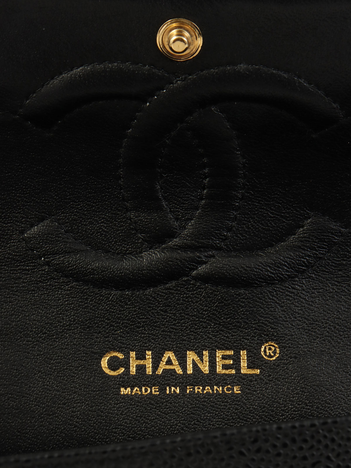 2010年頃製 キャビアスキンクラシックフラップチェーンバッグ25cm ブラック