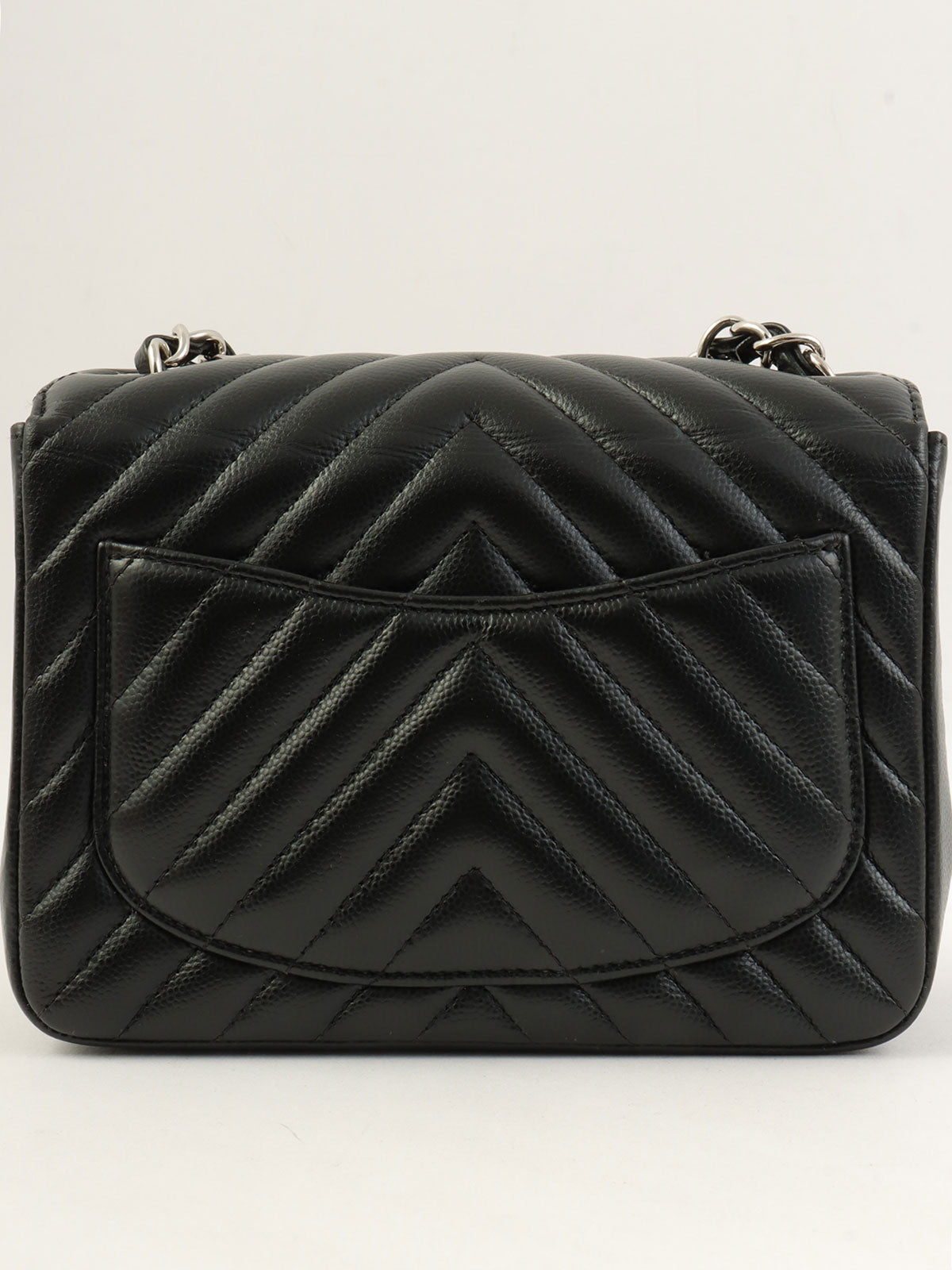 2016 Caviar Skin Chevron CC Turnlock Chain Bag Mini Black