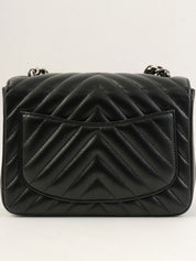2016 Caviar Skin Chevron CC Turnlock Chain Bag Mini Black