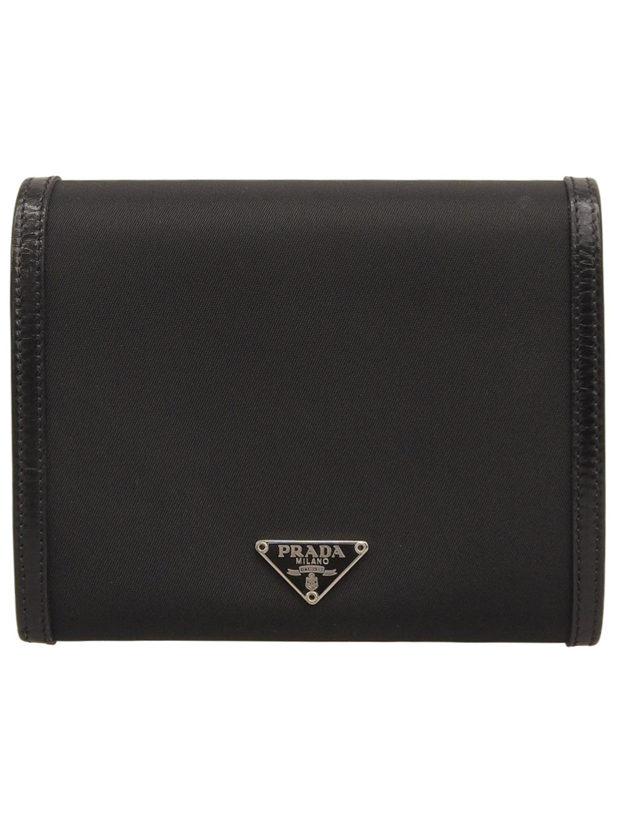 Nylon logo plate wallet in black