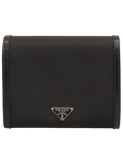 Nylon logo plate wallet in black