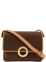 マカダムパターンロゴプレートショルダーバッグ ブラウン