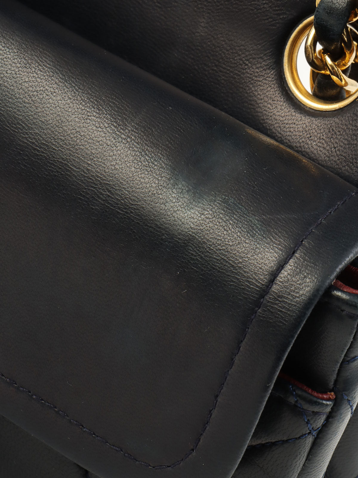 1990年頃製 クラシックフラップチェーンバッグ23cm ネイビー