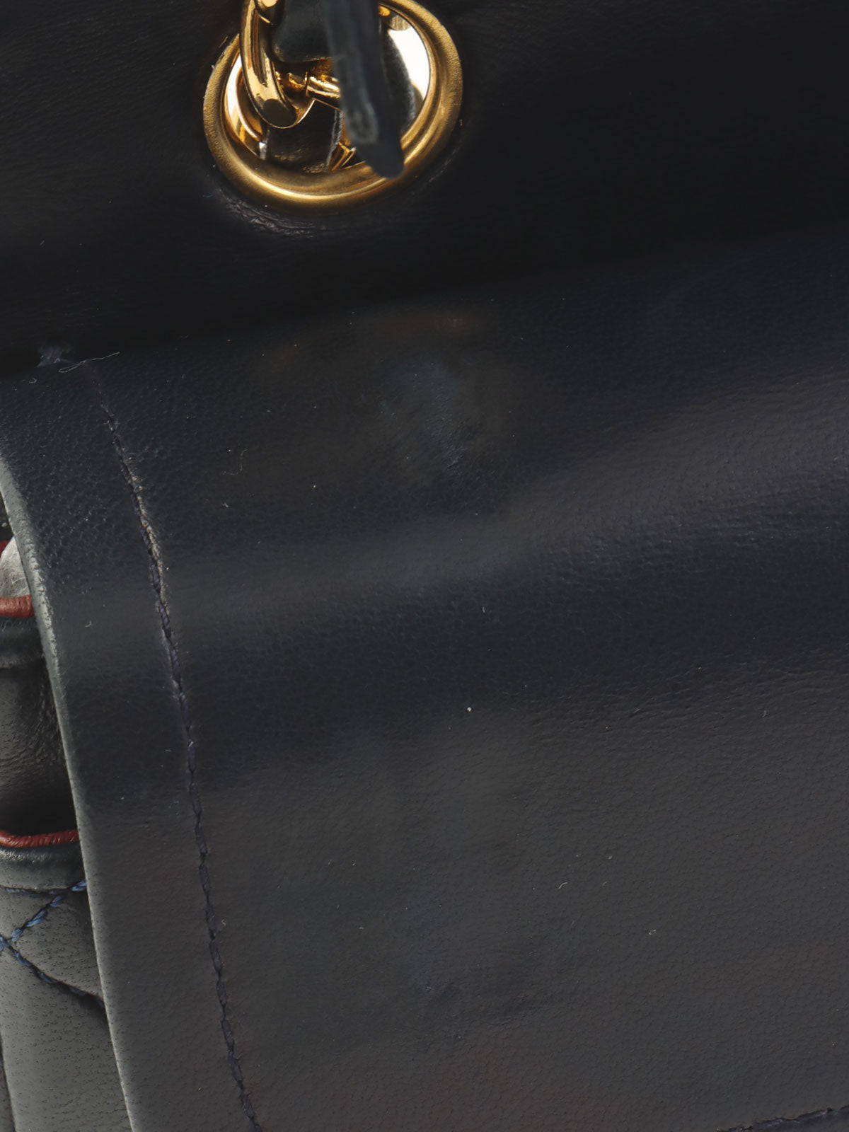 1990年頃製 クラシックフラップチェーンバッグ23cm ネイビー