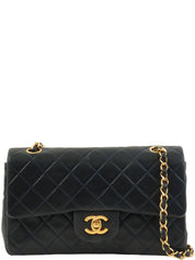 1990年頃製 クラシックフラップチェーンバッグ23cm ネイビー