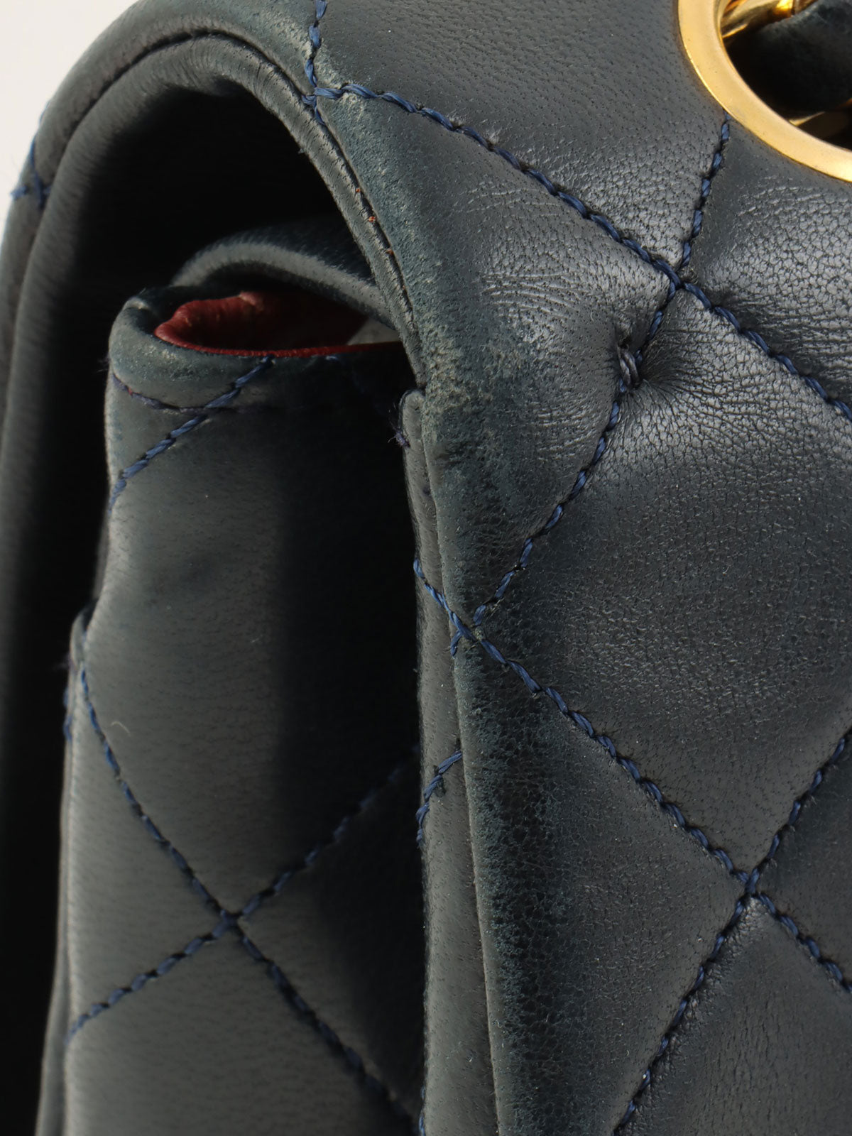 1990年頃製 クラシックフラップチェーンバッグ23cm ネイビー