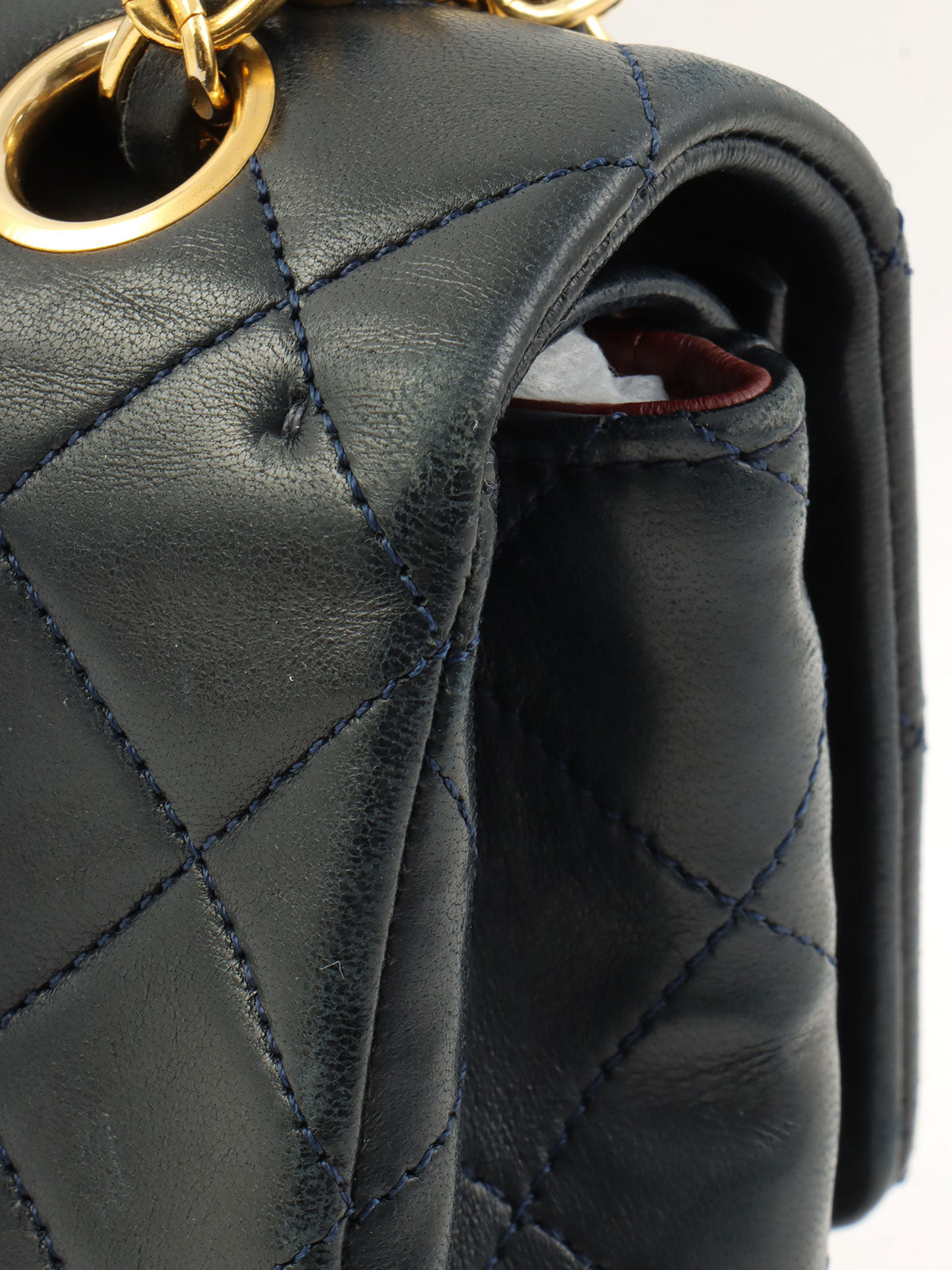 1990年頃製 クラシックフラップチェーンバッグ23cm ネイビー