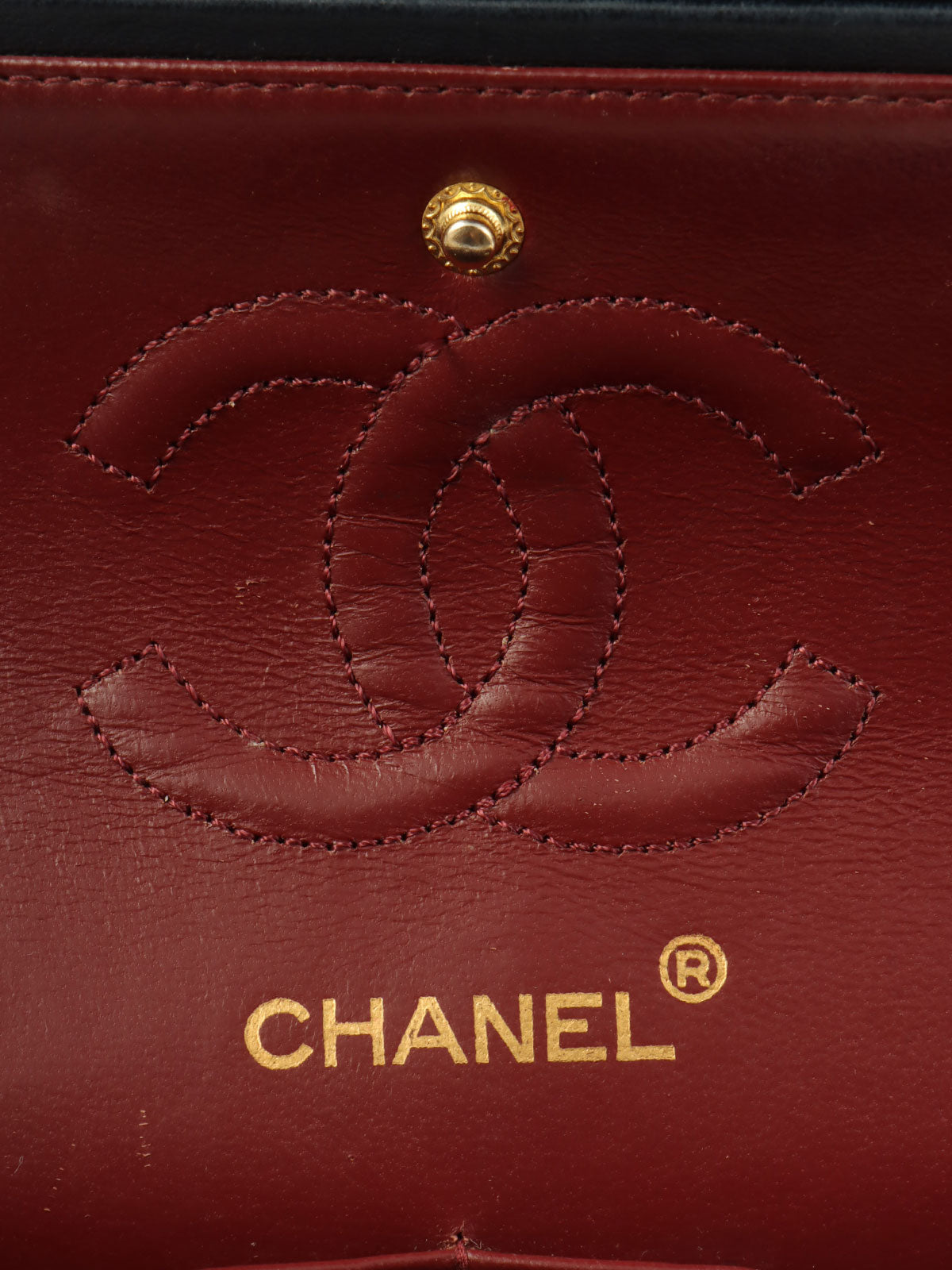 1990年頃製 クラシックフラップチェーンバッグ23cm ネイビー