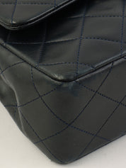 1990年頃製 クラシックフラップチェーンバッグ23cm ネイビー