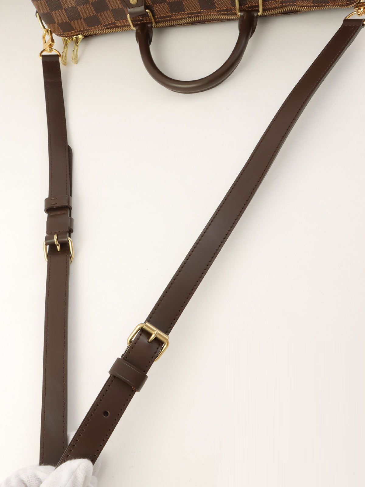 2015 年 Damier Speedy Bandouliere 35 棕色帆布帆布